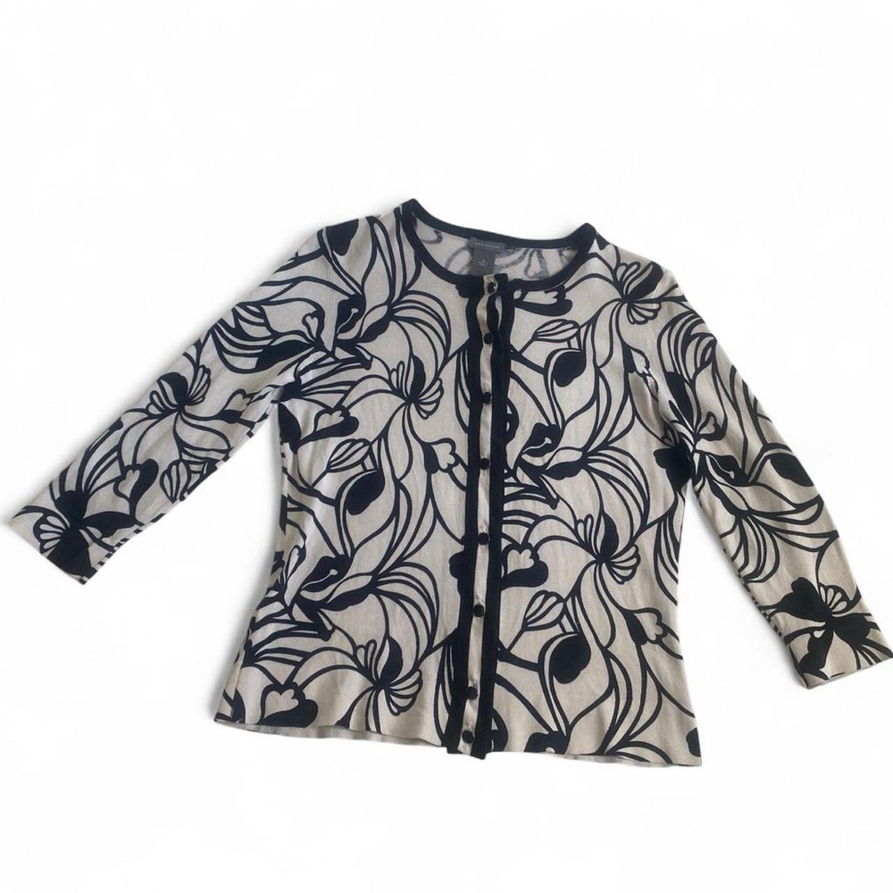Ann Taylor Silk Blend Floral Botanical Cardigan - Medium, Luxury, Old Money - Picture 1 of 9